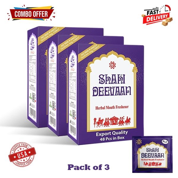Shahi Deevaan 3 Boxes Mouth Freshener – Herbal Blend of Fennel, Coconut, Sesame, and Dates