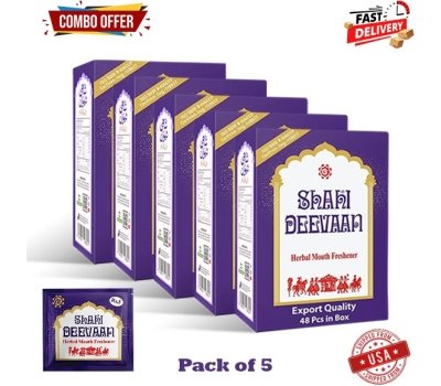 Shahi Deevaan 5 Boxes Mouth Freshener – Premium Herbal Blend of Fennel, Coconut, Sesame, and Dates, Export Quality from USA