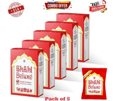 Shahi Deluxe 5 quintuple-pack premium mouth freshener with dry fruits and aromatic seed blend