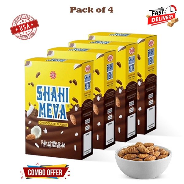 Four boxes of Shahi Meva Chocolate with rich chocolate and premium dry fruits.