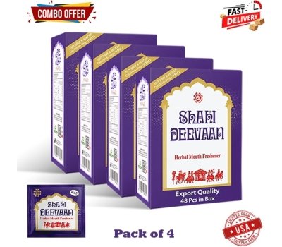 Shahi Deevaan 4 Boxes Mouth Freshener – Premium Herbal Blend of Fennel, Coconut, Sesame, and Dates, Export Quality from USA