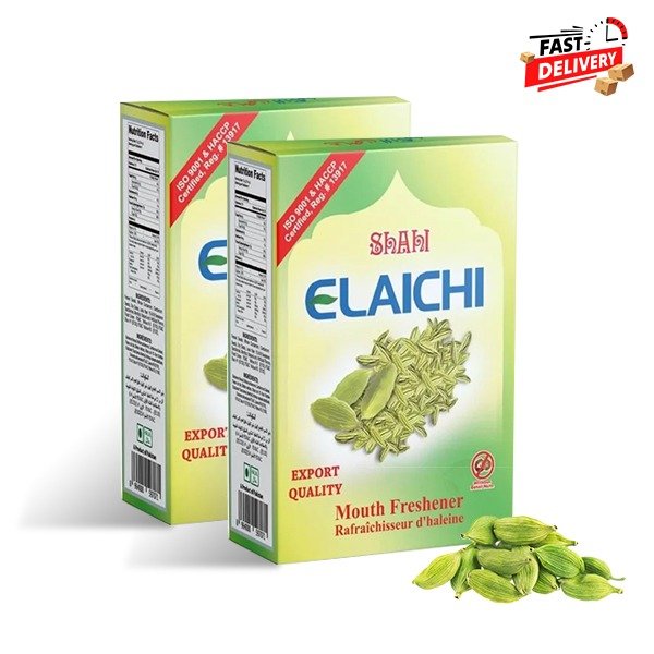 Two boxes of Shahi Elaichi mouth freshener placed together, showcasing premium packaging and royal freshness offer.