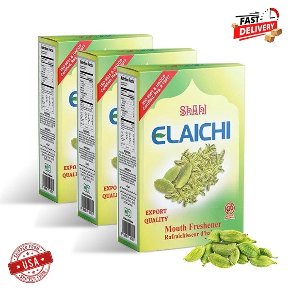 Three boxes of Shahi Elaichi mouth freshener displayed together, highlighting the premium packaging and 3 Boxes Special Offer for extra freshness.